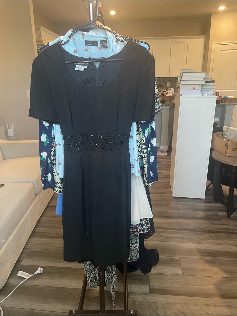 Donna Morgan Black Strapless Evening Dress
